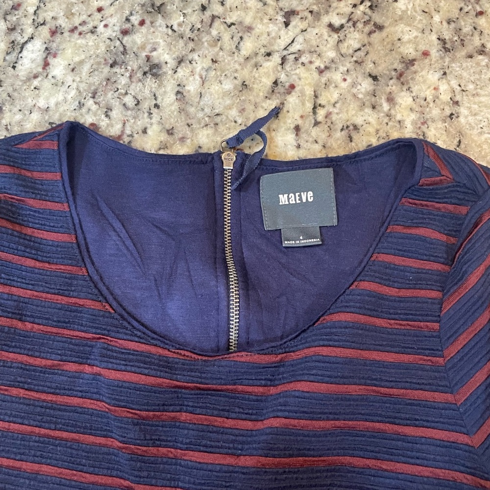 Maeve Navy and Red Striped Long Sleeve Dress - Picture 4 of 6